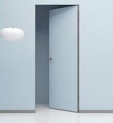 Скрытая дверь обратного открывания Invisible с притвором под покраску с алюминиевой матовой кромкой 4 стороны Правая тип 1/2