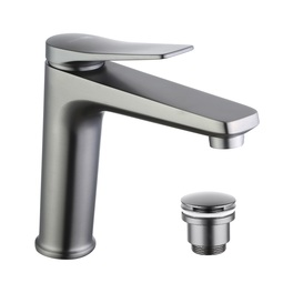 Смеситель для раковины Lemark LM3737GM Bronx графит (с донным клапаном)