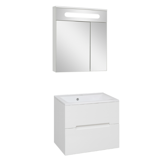 Комплект мебели для ванной Aqua de Marco Оливия 65 белый подвесной 2 ящика