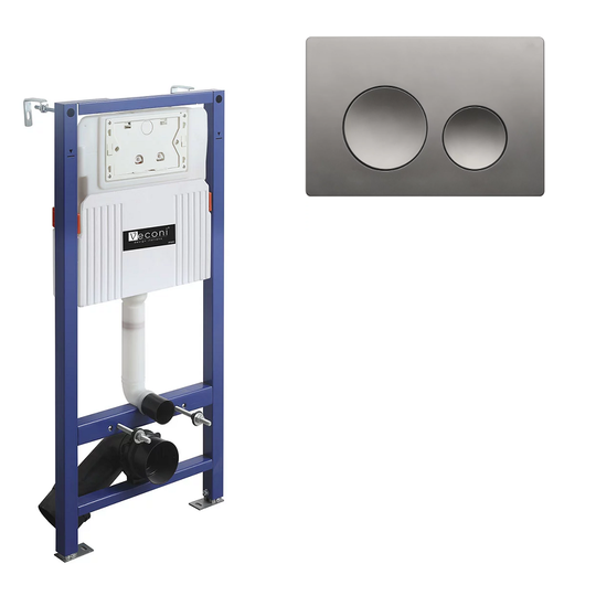 Инсталляция Veconi Frame V600 с кнопкой Flush V2 оружейная сталь матовая